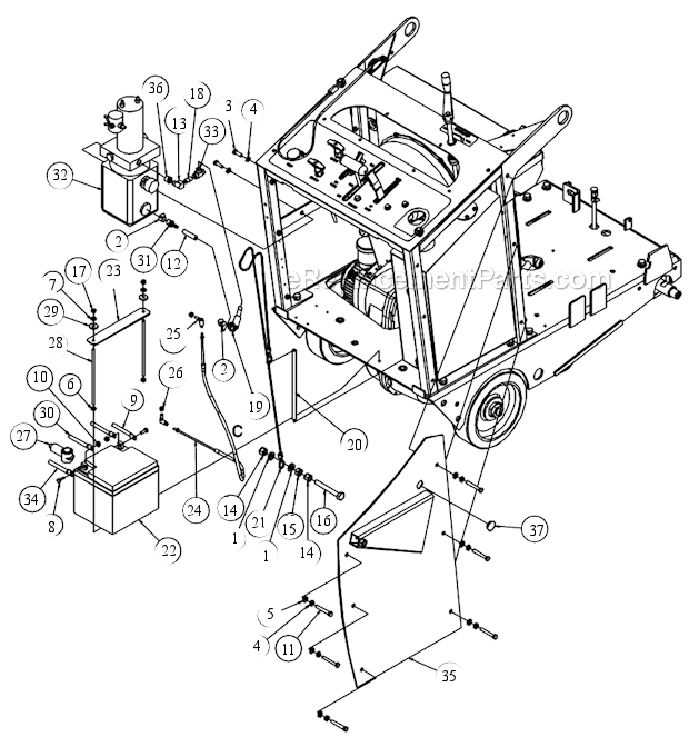 Page K Diagram and Parts List for MK-4036HY  MK Diamond Concrete Saw